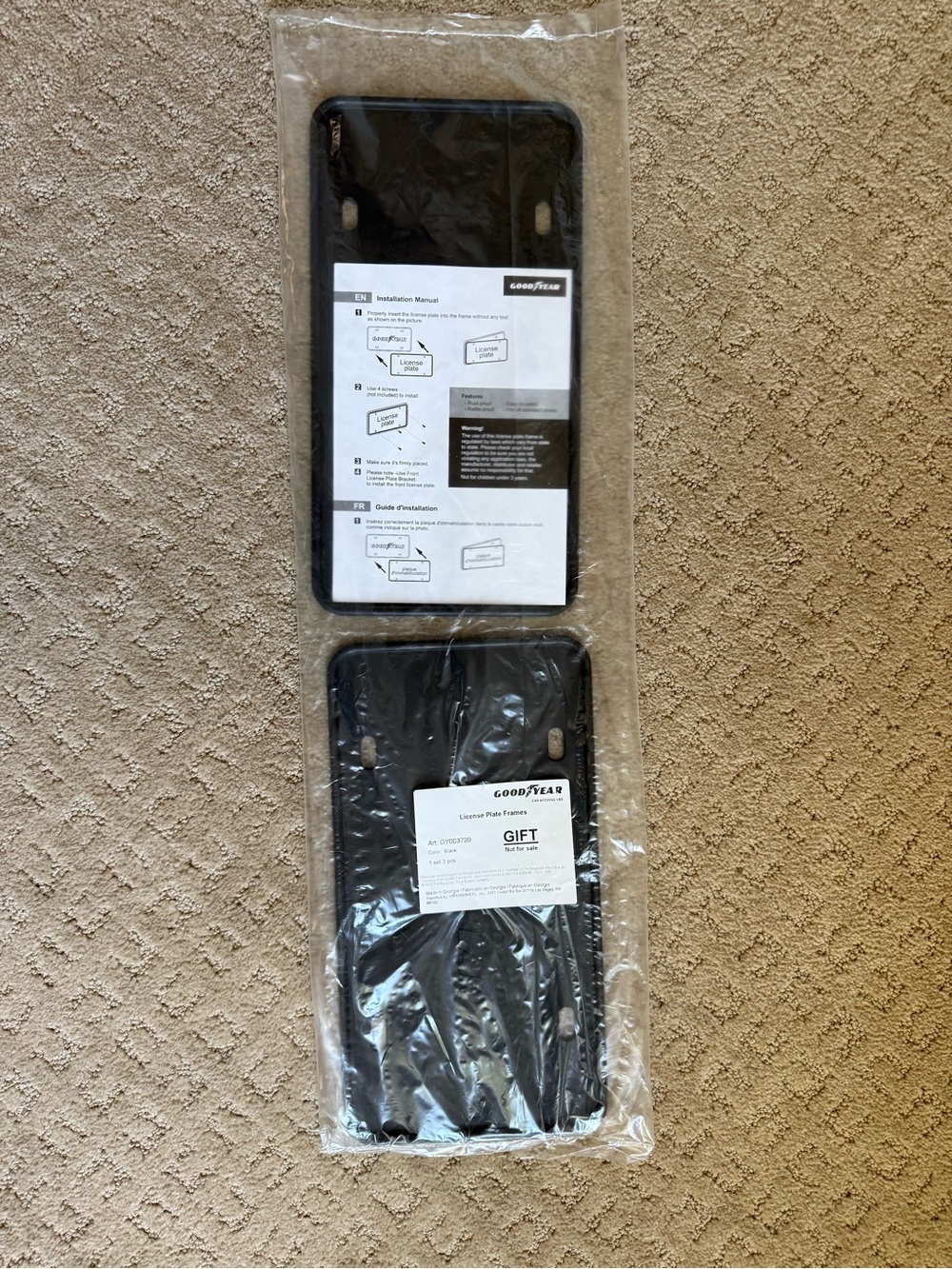 GoodYear License Plate Frames Set Of 2 New GY003799 Black